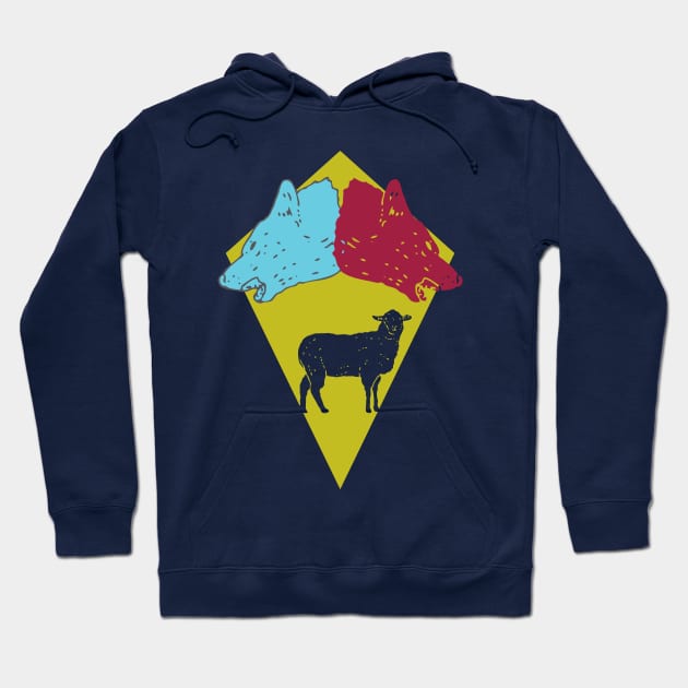 Hunter Wolves of Red and Blue Emblem Hoodie by MaknArt